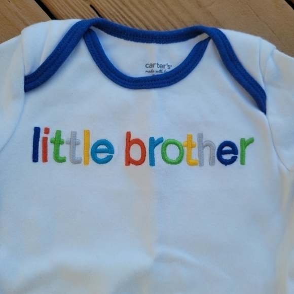 3/$15 NWOT Carter's "Little Brother" Onesie▪︎0-3 - Picture 2 of 5
